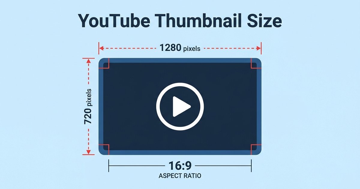YouTube thumbnail size guide 2026 — 1280x720 dimensions